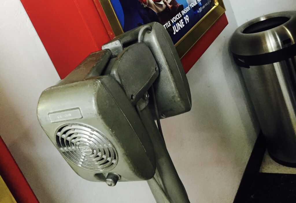 The old speaker pole from a drive-in on display at the Sunset Drive-In snack bar in San Luis Obispo, California in 2015 - photo by Bob Cooney